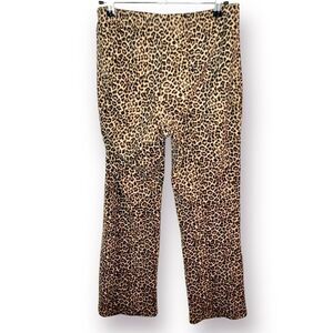 Gilligan & O'Malley Leopard Print Pull On Fleece Pajama Pants Brown Tan M